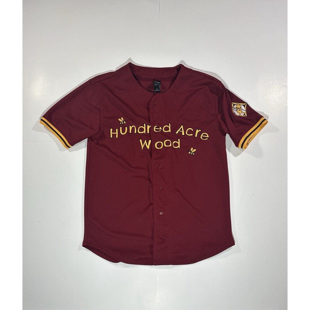 Walt Disney Winnie The Pooh Baseball Jersey XS Red Hundred Acre Wood Embroidered